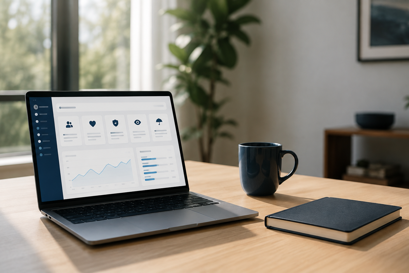 BENADVANCE broker platform dashboard on a broker’s desk during a modern broker workday